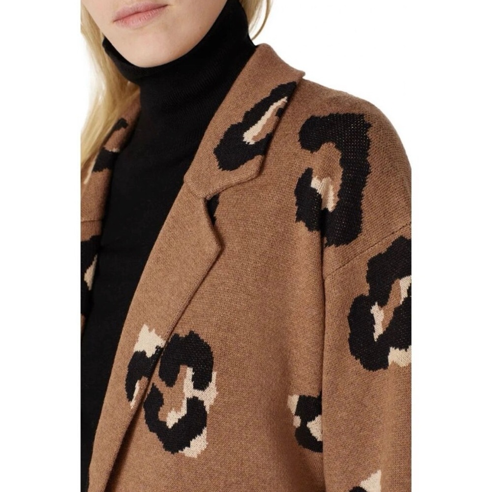 J Crew S Ella Leopard Open Front Long Sweater Blazer Cardigan - Picture 3 of 10